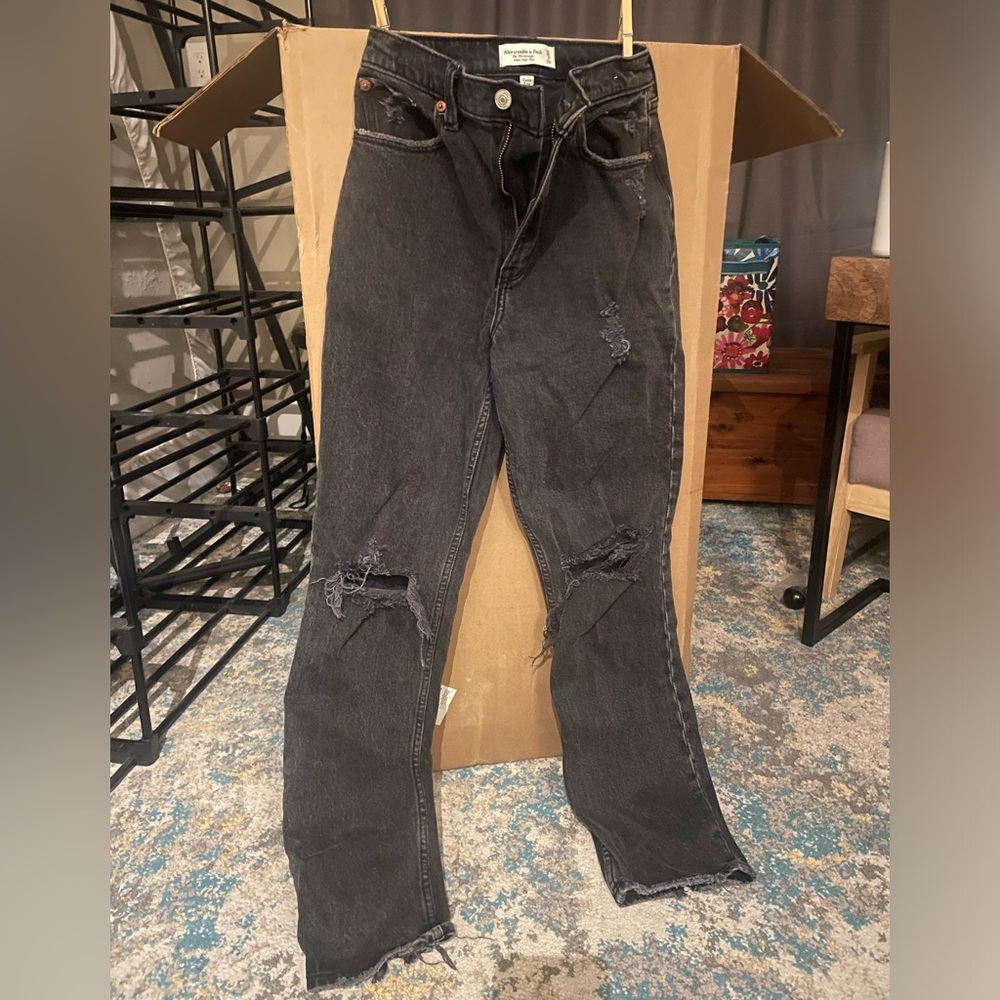 Abercrombie & Fitch Charcoal Distressed Jeans